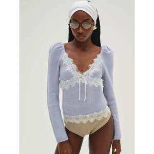 NWT For Love & Lemons Rosaleen Knit Top S / Blue